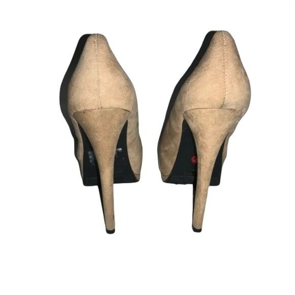 Beige Studded Platform High Heel Pumps Size 7 By Express Design Studio Faux Sued - Picture 2 of 6